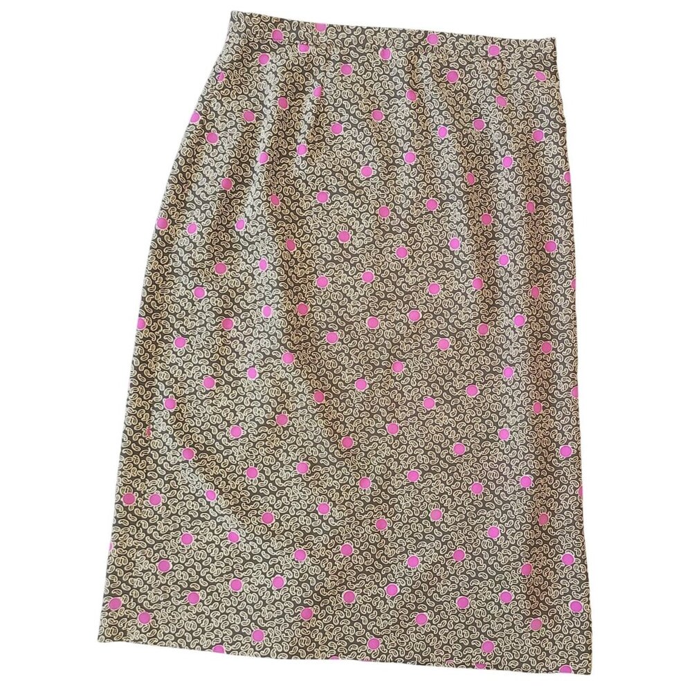 Vtg Hand Made Paisley & Polka Dot Midi Skirt Elastic Waist Clasp Hidden Zipper